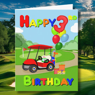 Happy 3rd Birthday Red Boys Golf Card