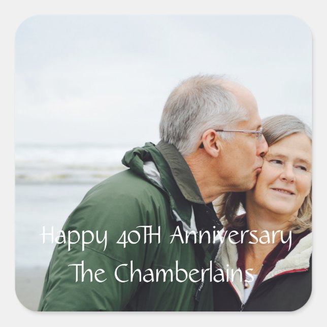 Happy 40TH Anniversary Couple name Photo Square Sticker (Front)