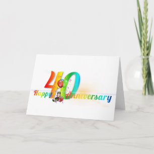 Happy 40th Anniversary Number Balloon Party Card