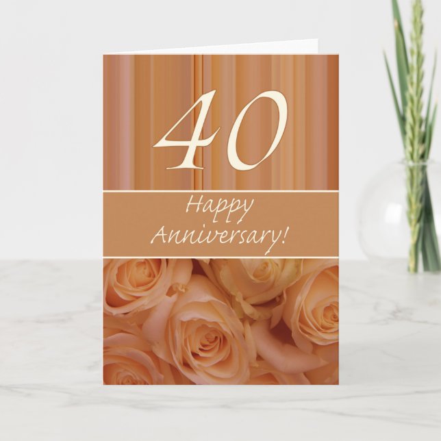 Happy 40th Anniversary roses Card (Front)