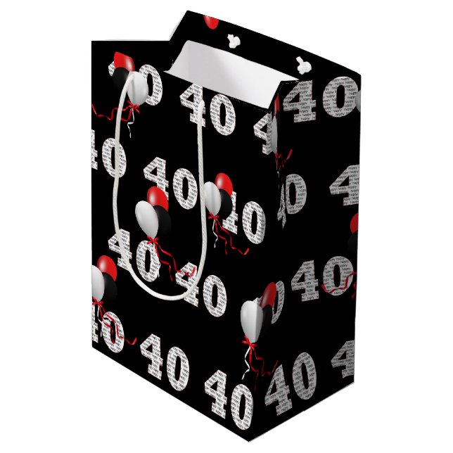 Happy 40th Birthday Balloons Medium Gift Bag (Back Angled)
