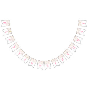 Happy 40th Birthday Banner Pink Gold Confetti