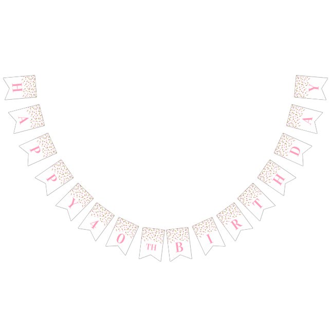 Happy 40th Birthday Banner Pink Gold Confetti (All)