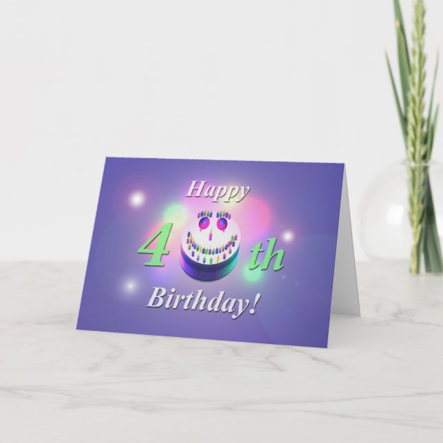Happy 40th Birthday Cake Card (Front)