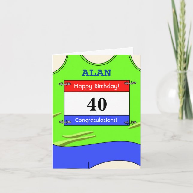 Happy 40th Birthday card for a runner (Front)