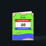 Happy 40th Birthday card for a runner<br><div class="desc">Send 40th Birthday wishes to that special runner, whichever distance they run, marathons, half-marathons, 10 miles, 10km or 5km distance runs or sprints! Or just alter the messages for someone who's favourite colour is green! The running vest with its race number allows for a range of customisation options: - Runner's...</div>