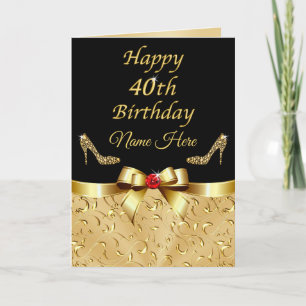 Happy 40th Birthday Card for Her in 3 Sizes