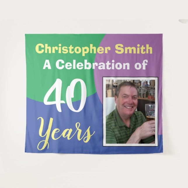 Happy 40th Birthday Celebration with Photo Tapestry (Front (Horizontal))
