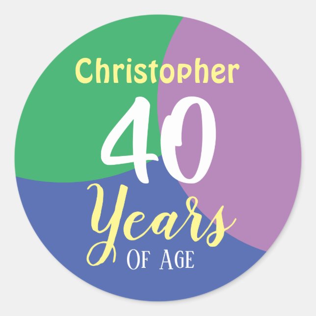 Happy 40th Birthday Classic Round Sticker (Front)
