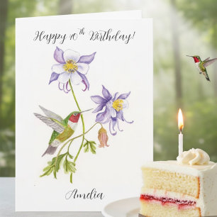 Happy 40th Birthday Columbine with Hummingbird Card