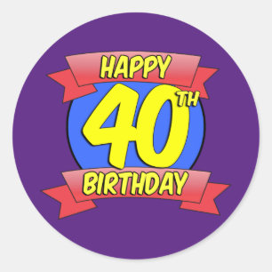 Happy 40th Birthday Decor Classic Round Sticker