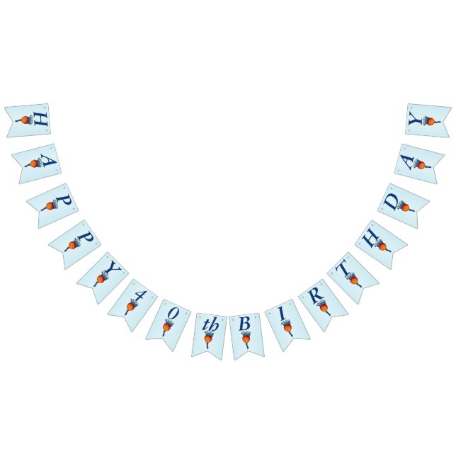Happy 40th Birthday Elegant Apple Head Lady Blue Bunting (All)