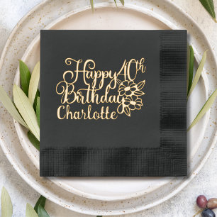 Happy 40th Birthday Forty Fortieth Personalised Foil Napkins