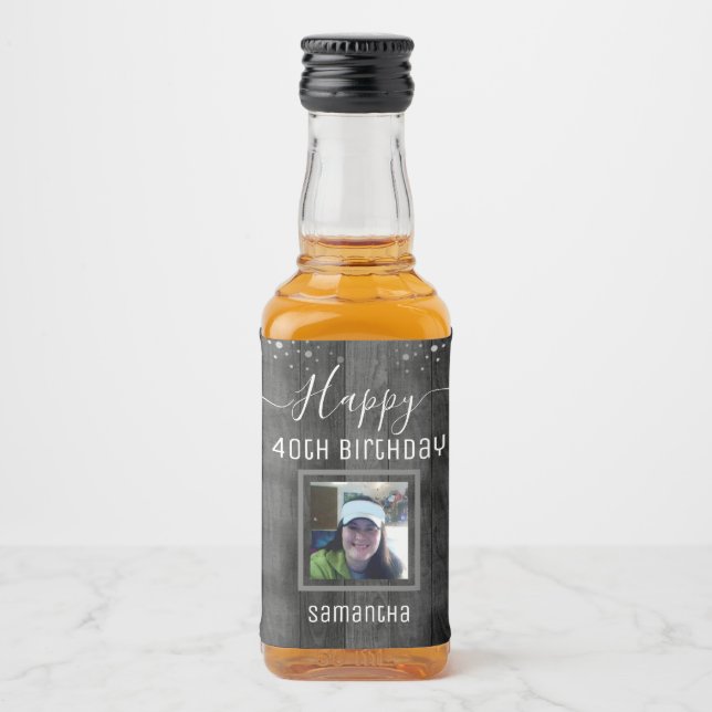 Happy 40th Birthday Fun Bold Confetti Liquor Bottle Label (Front)