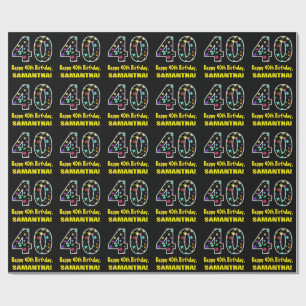 Happy 40th Birthday, Fun Colorful Stars Pattern 40 Wrapping Paper