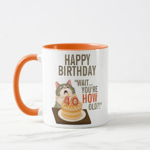 Happy 40th Birthday Funny Cat Humour Retro Joke Mug