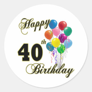 Happy 40th Birthday Gifts and Birthday Apparel Classic Round Sticker