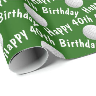 Happy 40th Birthday golf balls Wrapping Paper