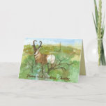 Happy 40th Birthday Hunter Pronghorn Antelope  Card<br><div class="desc">Happy birthday greetings featuring a pronghorn antelope in the desert sagebrush illustrated with ink and watercolor with text you can personalise with specific age and name.  On the inside is a warm shade of yellow and text you can personalise.</div>