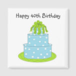 Happy 40th Birthday Magnet<br><div class="desc">Great 40th birthday magnet...  funky cake design...  tuck one in with their birthday card... </div>