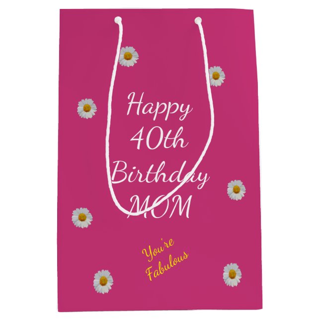 Happy 40th Birthday Mum Medium Gift Bag (Front)
