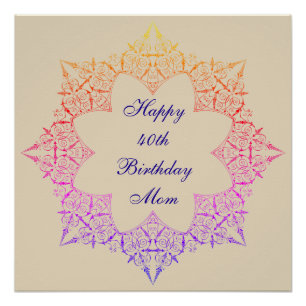 Happy 40th Birthday Mum Poster