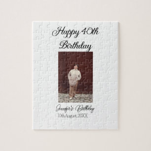 Happy 40th birthday photo modern simple minimal jigsaw puzzle
