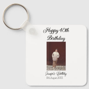 Happy 40th birthday photo modern simple minimal  key ring