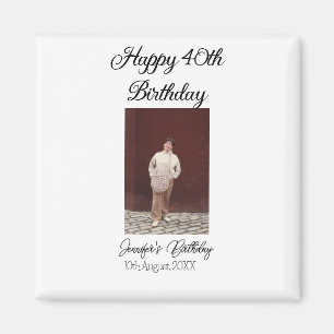 Happy 40th birthday photo modern simple minimal magnet