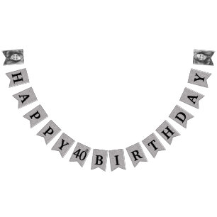 Happy 40th Birthday Photo Silver Glitter Bunting