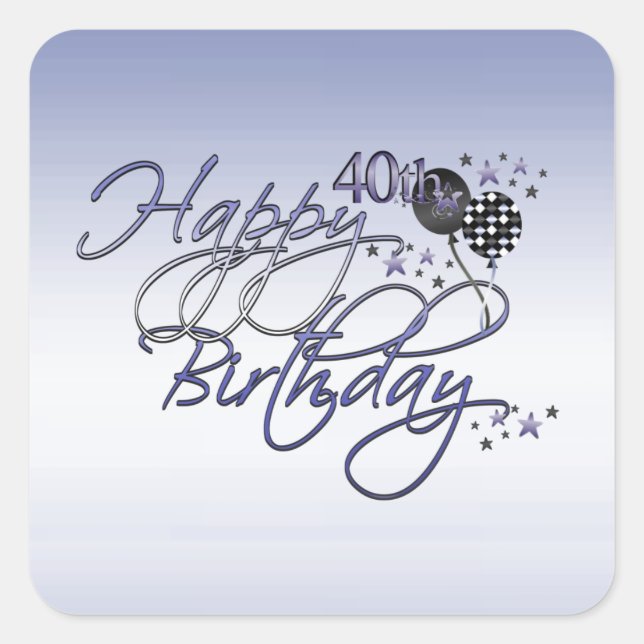 Happy 40th Birthday Sticker (Front)