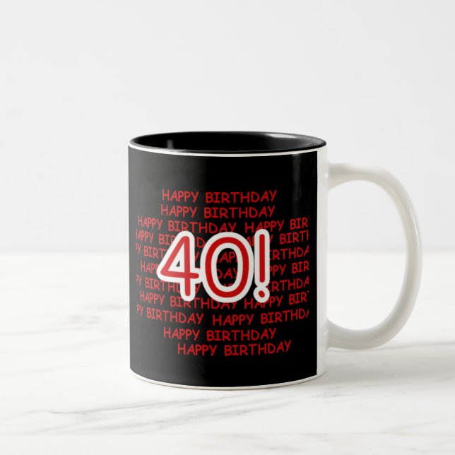 Happy 40th Birthday Two-Tone Coffee Mug (Right)