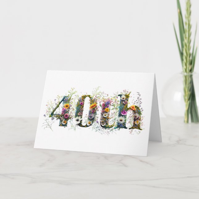 Happy 40th Birthday Wildflowers Happy Birthday Card (Front)