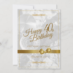 Happy 40th birthday with golden bow