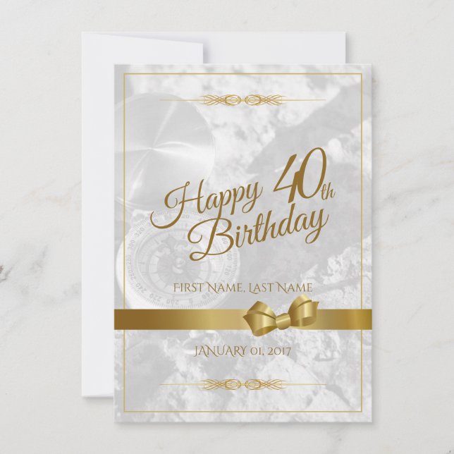 Happy 40th birthday with golden bow (Front)