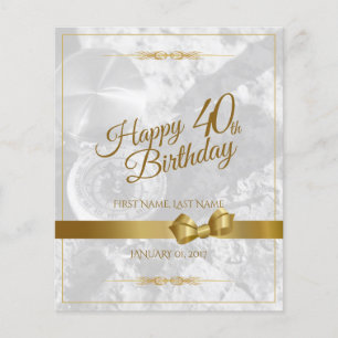 Happy 40th birthday with golden bow