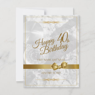 Happy 40th birthday with golden bow