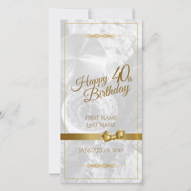 Happy 40th birthday with golden bow (Front)