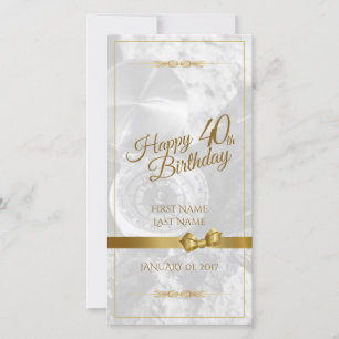 Happy 40th birthday with golden bow