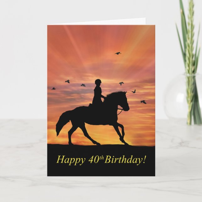 Happy 40th Birthday with Horse and Rider Dressage Card (Front)