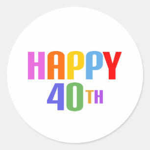 Happy 40th classic round sticker