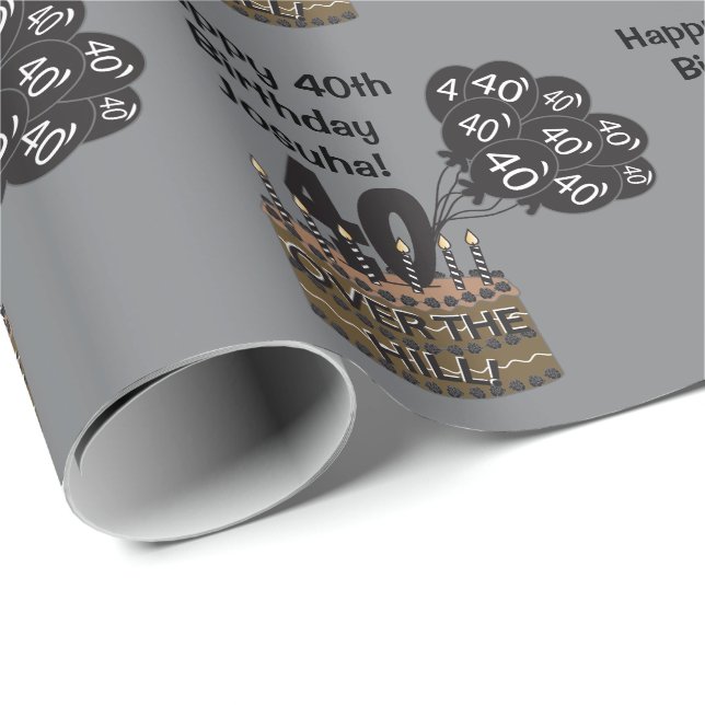 Happy 40th Personalised Birthday Wrapping Paper (Roll Corner)