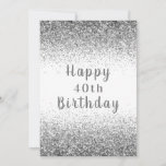 Happy 40th Silver Glitter Typography Birthday Card<br><div class="desc">Very pretty silver glitter 40th birthday card.  Gender neutral.  Anyone would love to receive a card like this on that special birthday.  I know I would.</div>