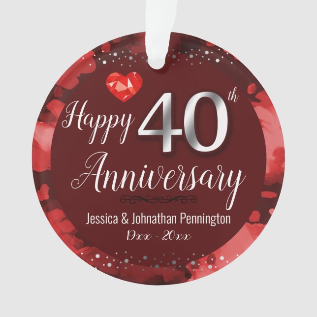 Happy 40th Wedding Anniversary Ornament (Front)