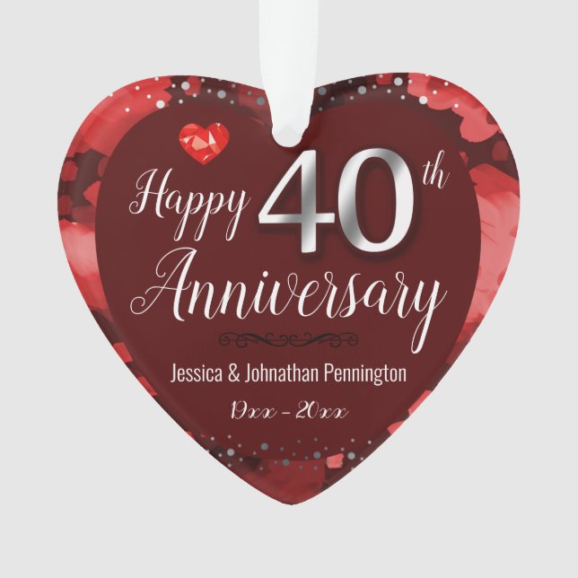 Happy 40th Wedding Anniversary Ornament (Front)