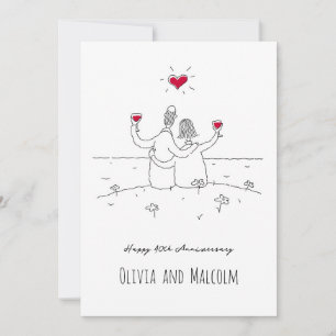 Happy 40th Wedding Anniversary Red Heart Couple