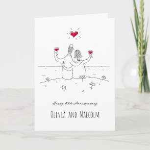 Happy 40th Wedding Anniversary Red Heart Couple Card