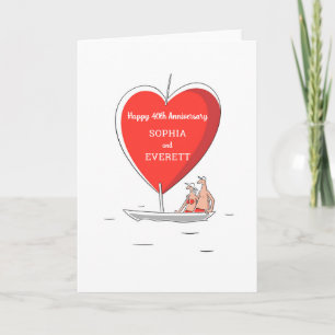 Happy 40th Wedding Anniversary Sailboat Heart Card