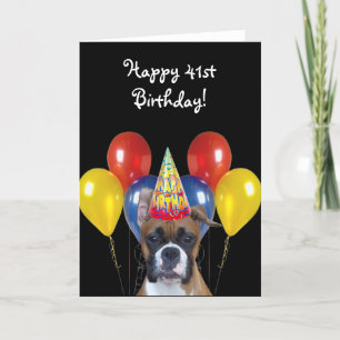 Happy 41st Birthday Boxer Dog greeting card