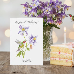 Happy 41st Birthday Columbine with Hummingbird Card